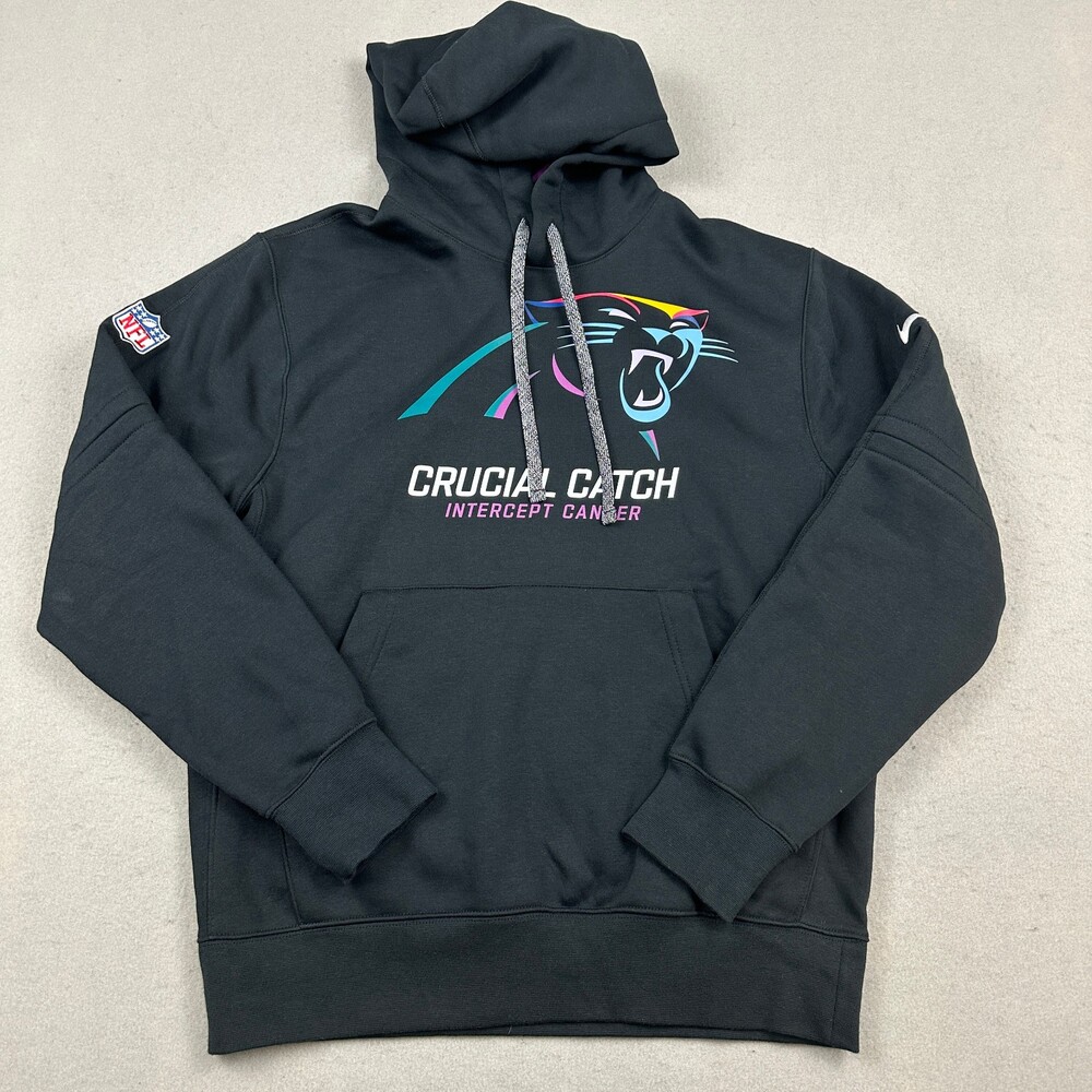 Carolina Panthers Hoodie Men Small NFL Crucial Catch Intercept Cancer Sweatshirt